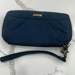 Travelon Anti-Theft RFID Blocking Wristlet Wallet - Navy Blue & Teal